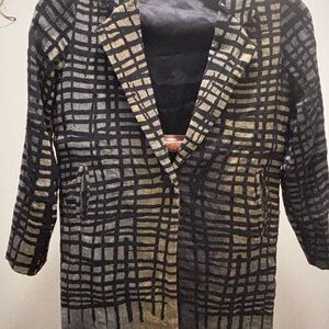 Vintage hand painted silk Kiss of the Wolf Blazer